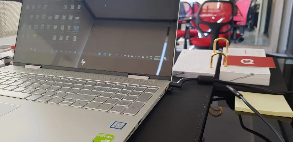 Laptop and desk calendar at the Emotions Advertising office